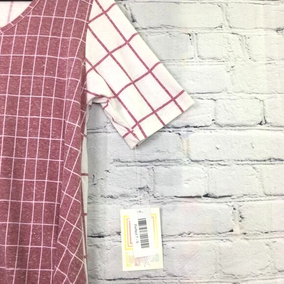 Lularoe Women's Window Pane Plaid Short Sleeve Round Neck T-Shirt Size Small - Picture 4 of 10